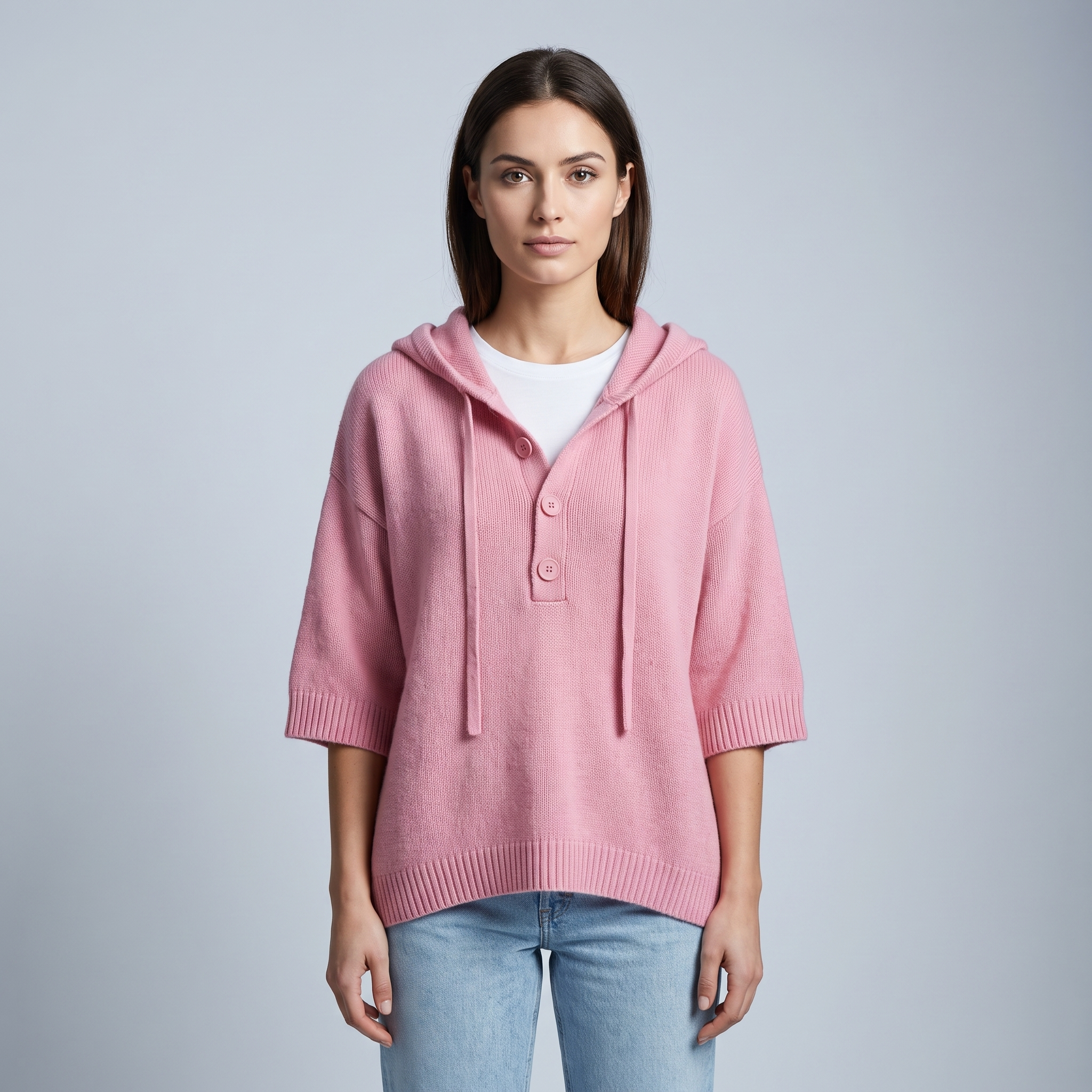 Women’s Hoodie with Hood and Buttoned Collar and Sleeves