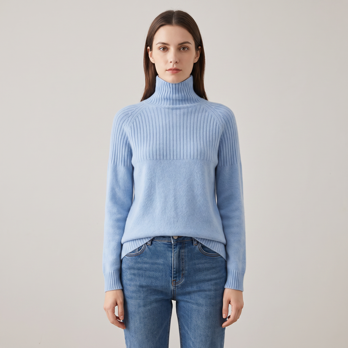 Relaxed-fit ribbed roll-neck Turtleneck Sweater