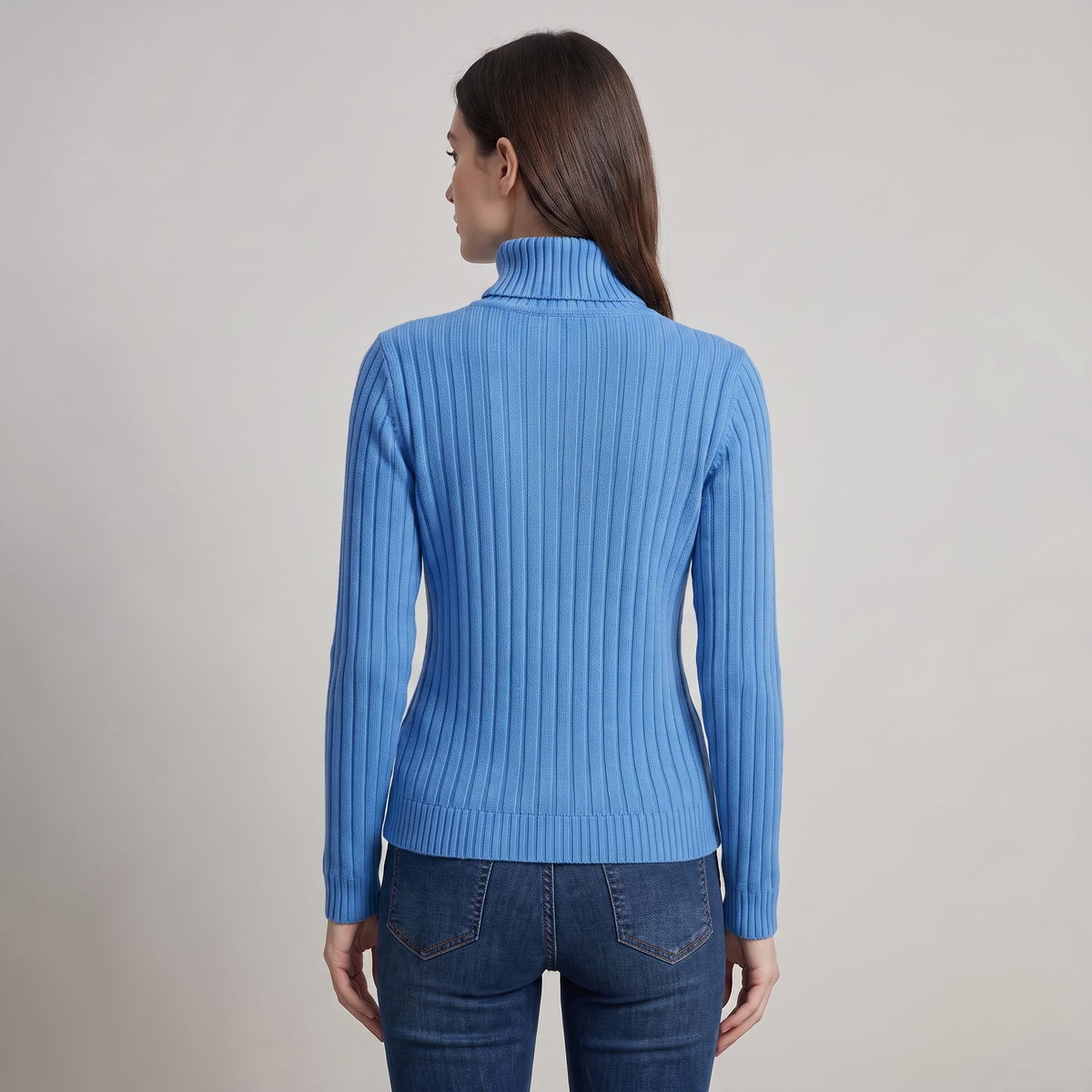 Thick-Knit Ribbed Turtleneck Sweater