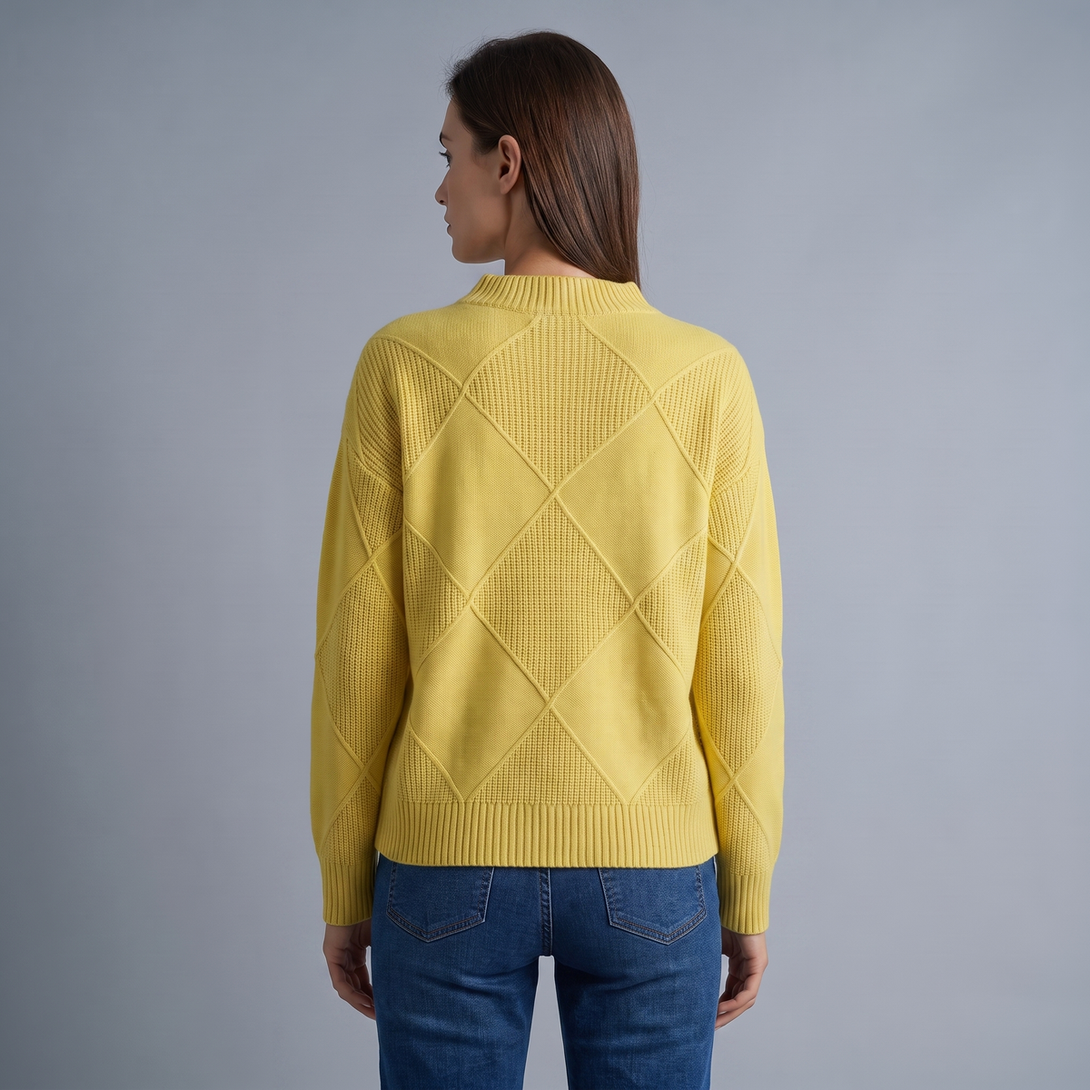 Women’s Turtleneck Sweater with Diamond Pattern
