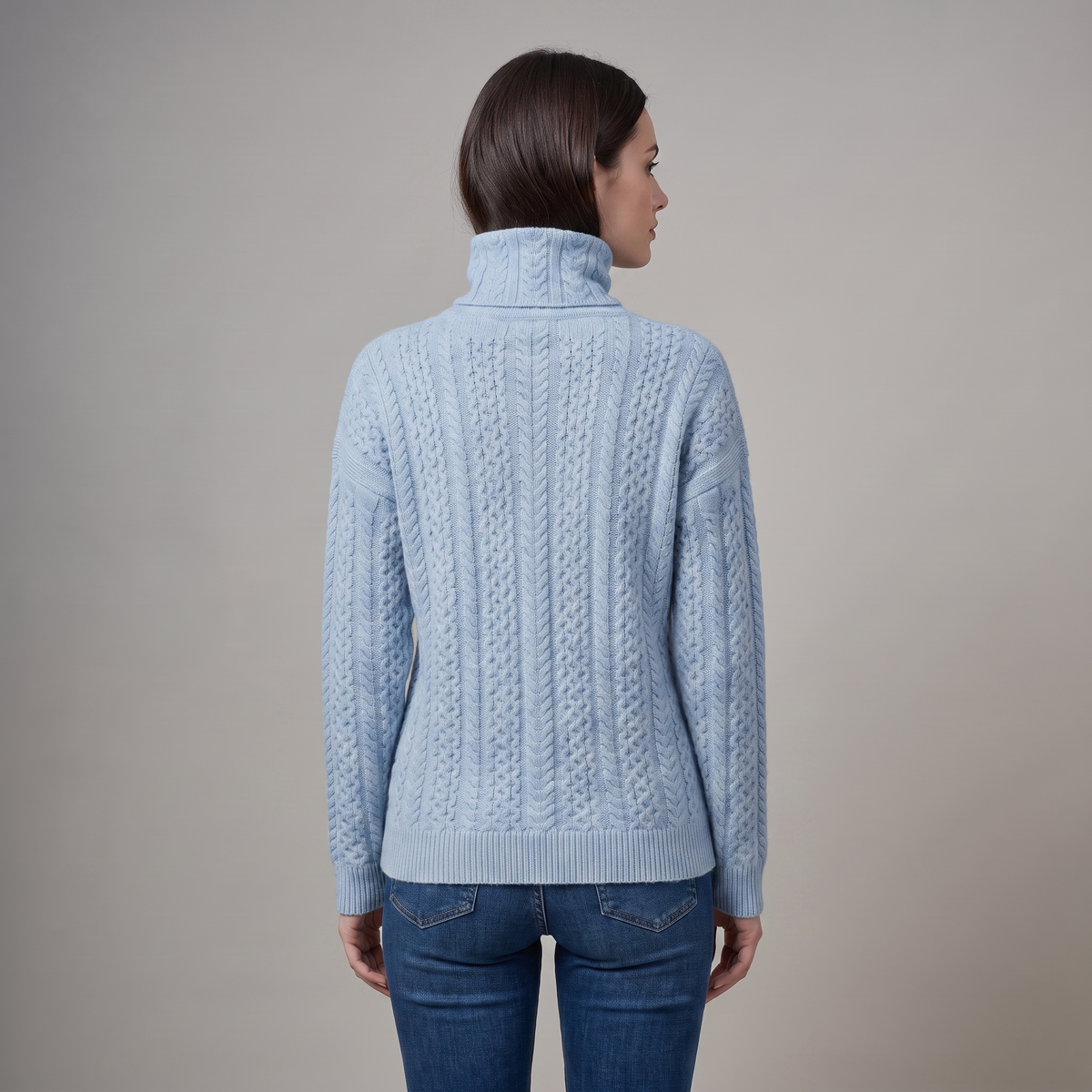 Women’s Turtleneck Sweater with Cable Knit Design