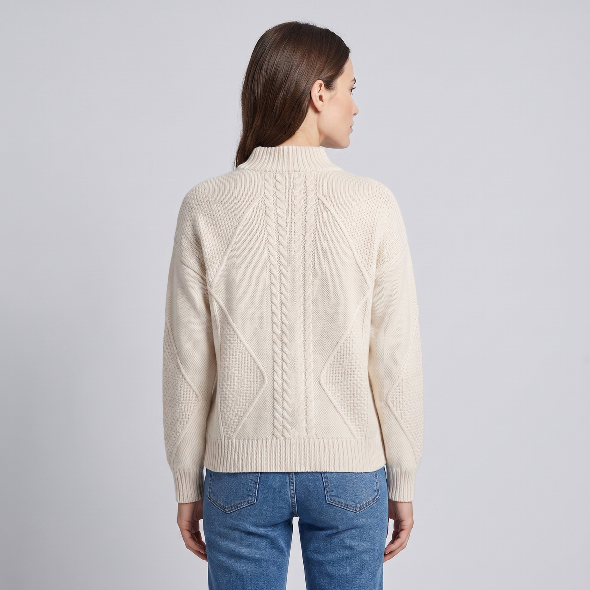 Cable-knit Turtleneck Mock-Neck Sweater