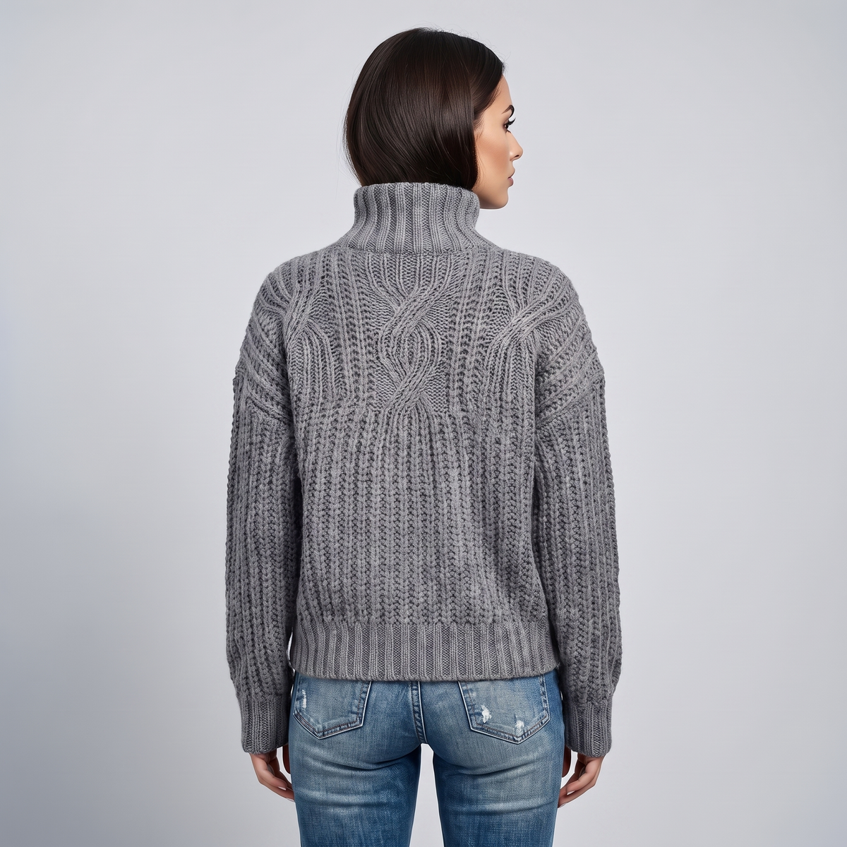 Relaxed-fit cable-knit roll-neck Sweater
