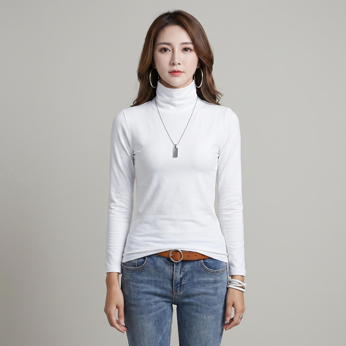 Women’s Turtleneck Sweater – Slim Fit, Comfortable