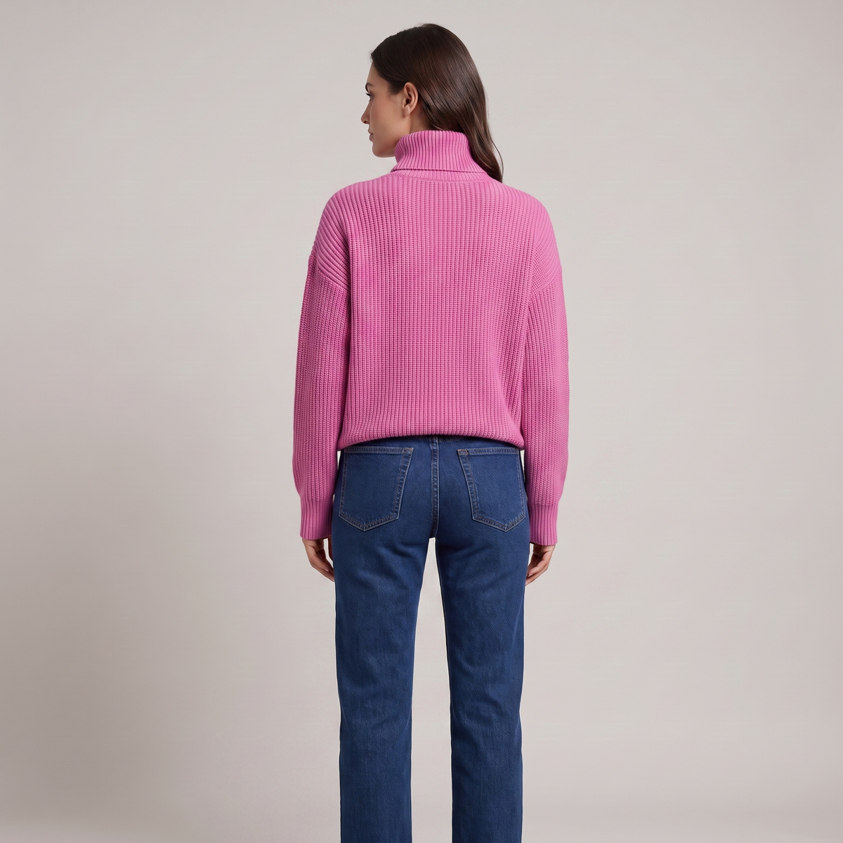Women's Oversized Turtleneck Sweater with High Neck
