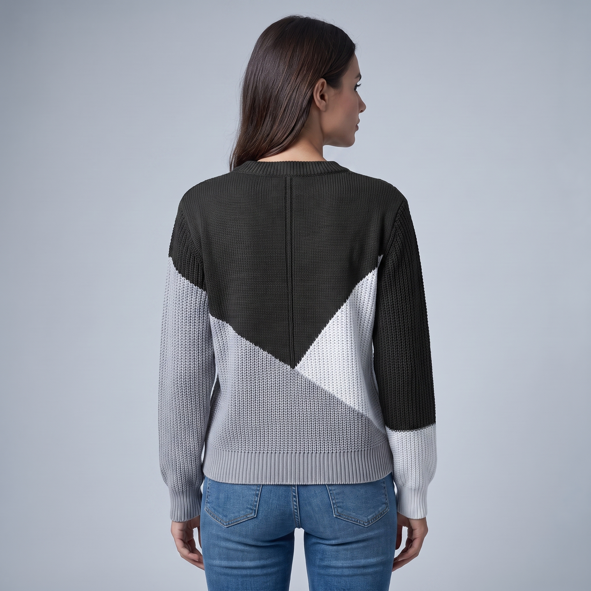 Women's Long-Sleeve Torchon Sweater with Contrast Details