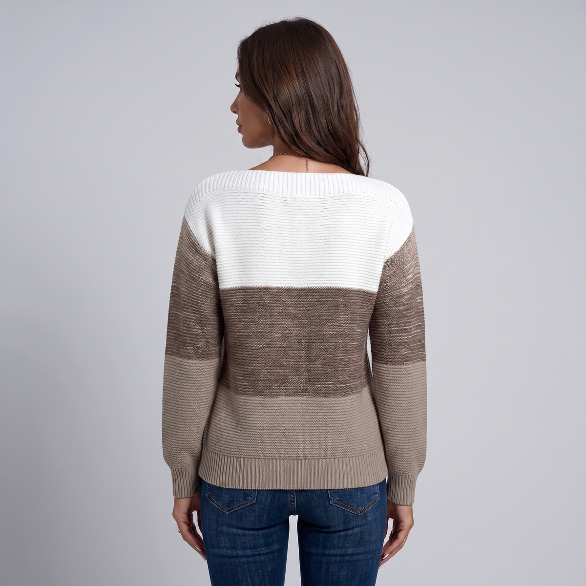 Women's Oversized Lightweight Ombré Crew-Neck Sweater