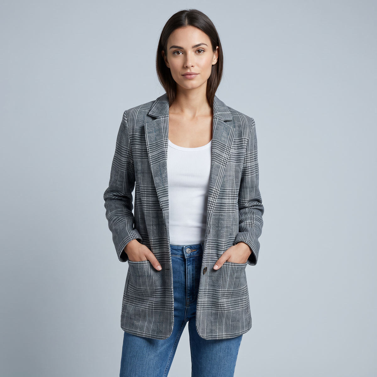 Elegant Classic Plaid Blazer