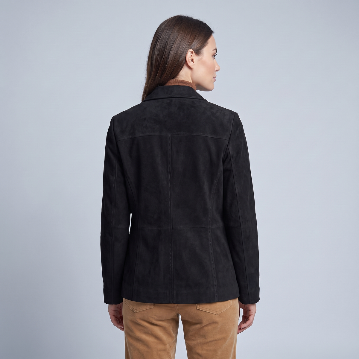 Elegant Fitted Leather Blazer