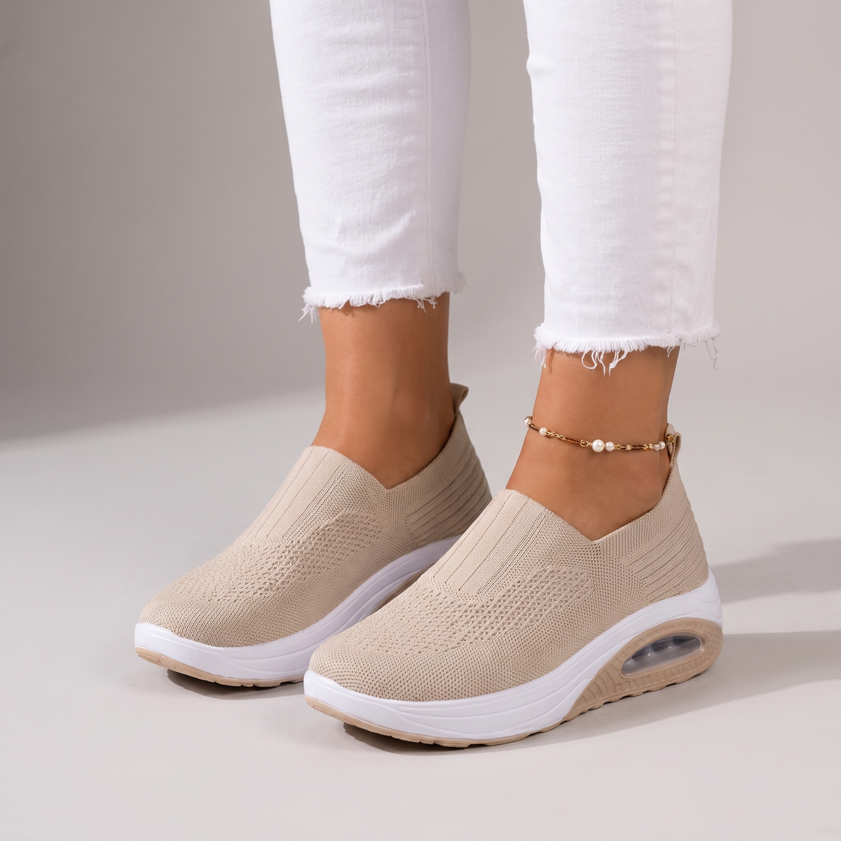 Women’s Orthopedic Slip-On Sneakers in Breathable Knit Fabric