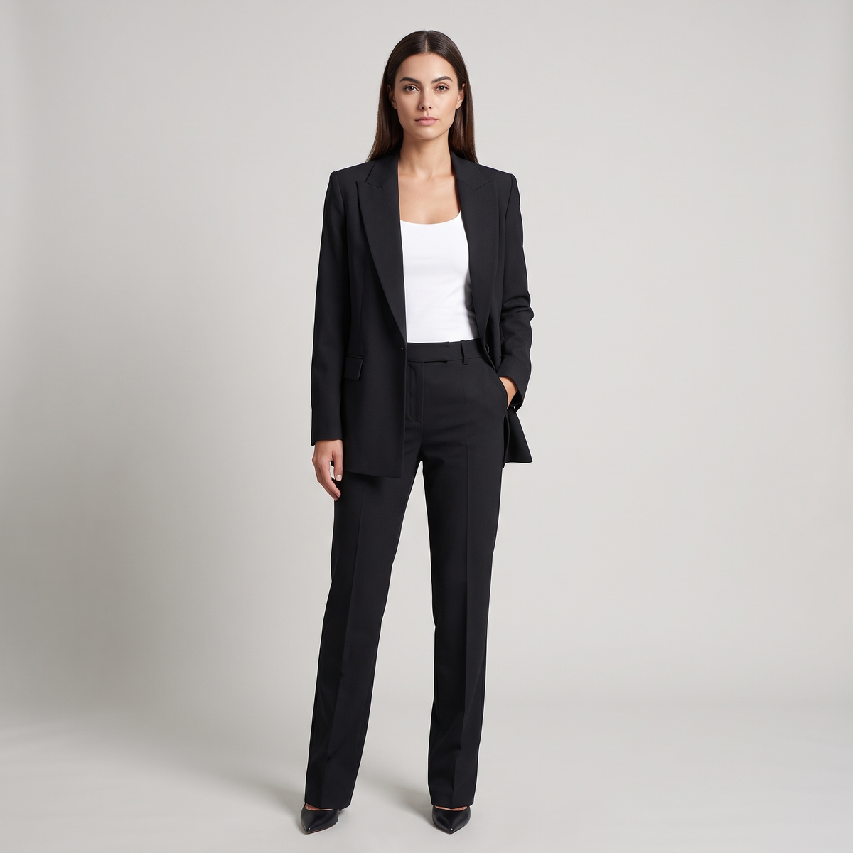 Women’s Suit Set with Tailored Blazer and Straight-Leg Trousers