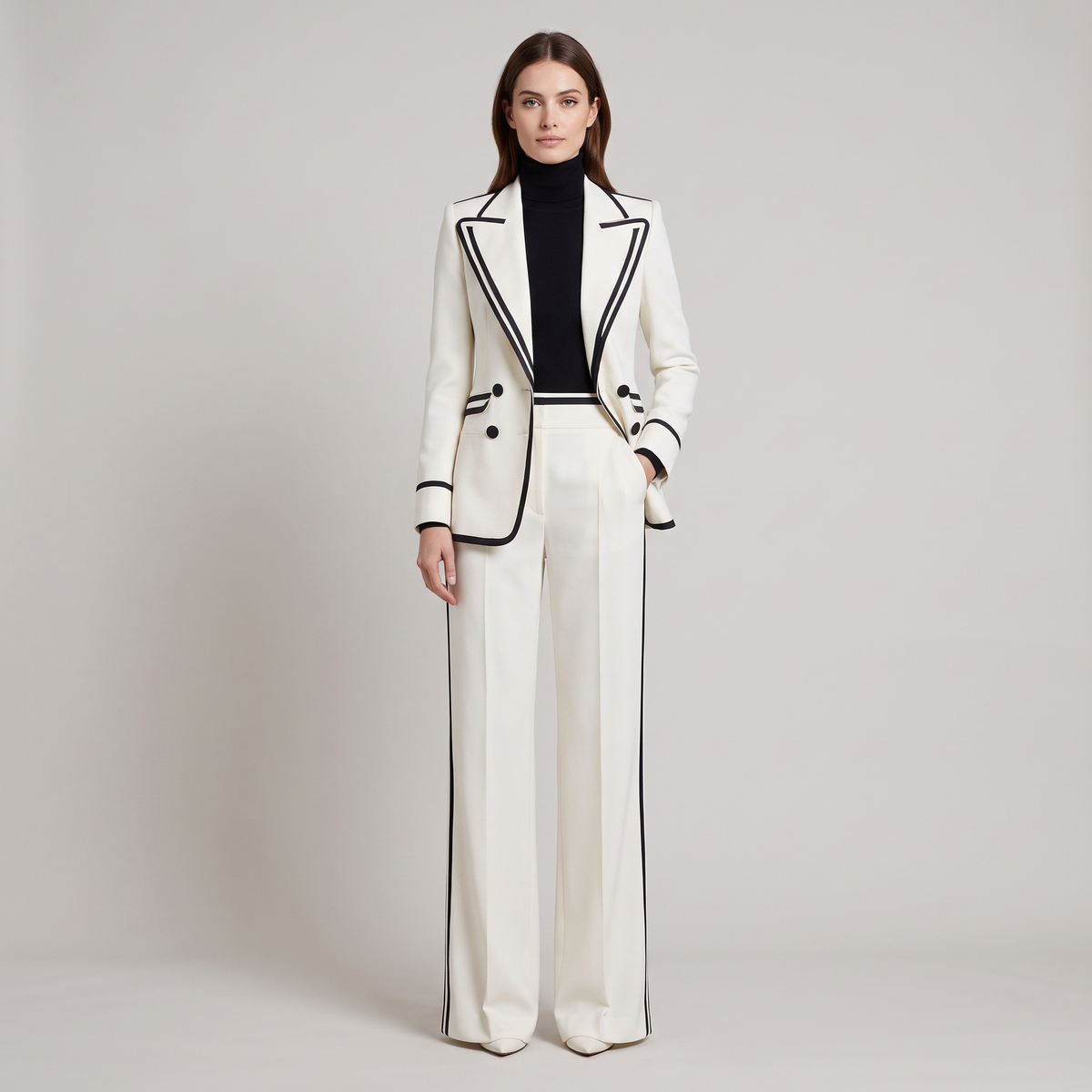 Women’s Suit with Double-Breasted Blazer and Straight-Leg Trousers