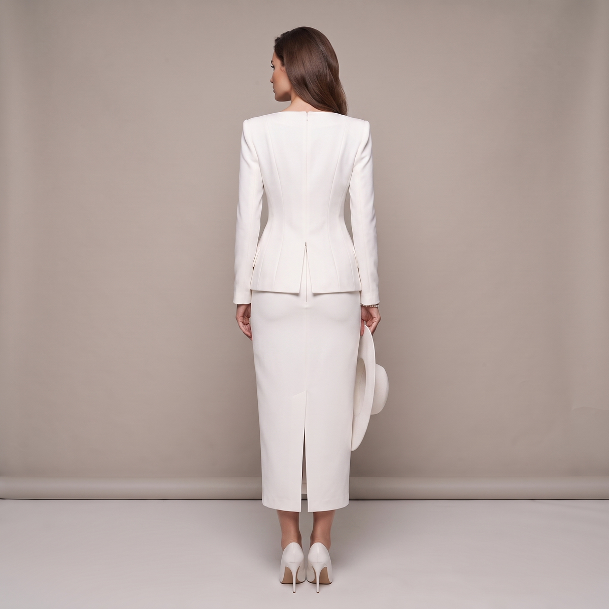 Women’s Suit With Long-Sleeved Top and Midi Skirt
