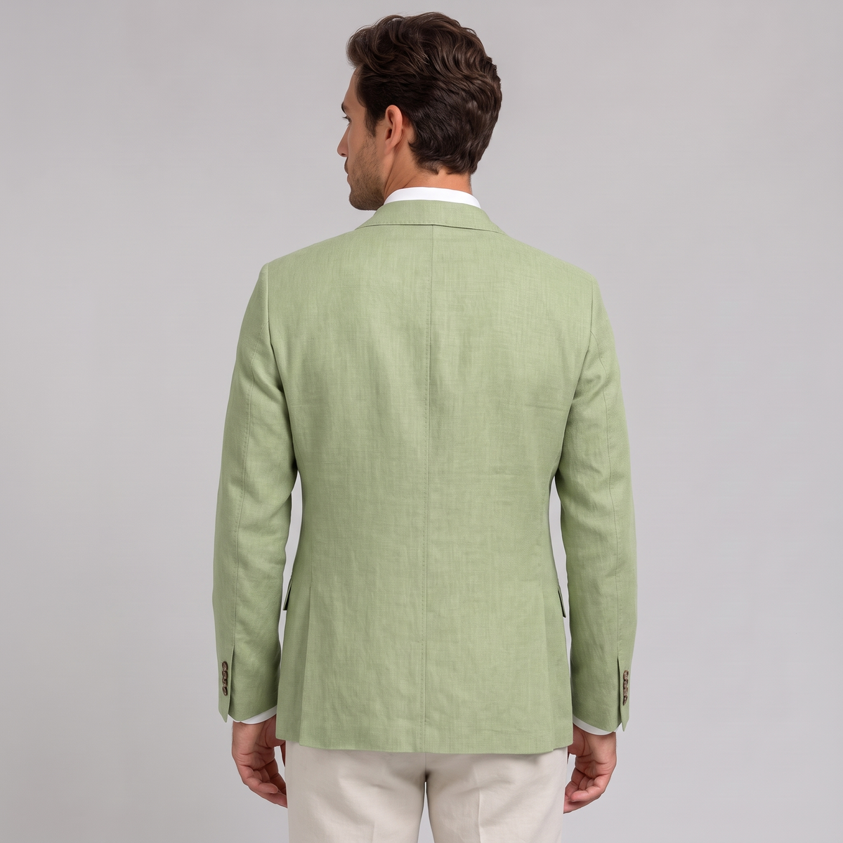 Men’s Single-Breasted Linen Blazer with Classic Lapels