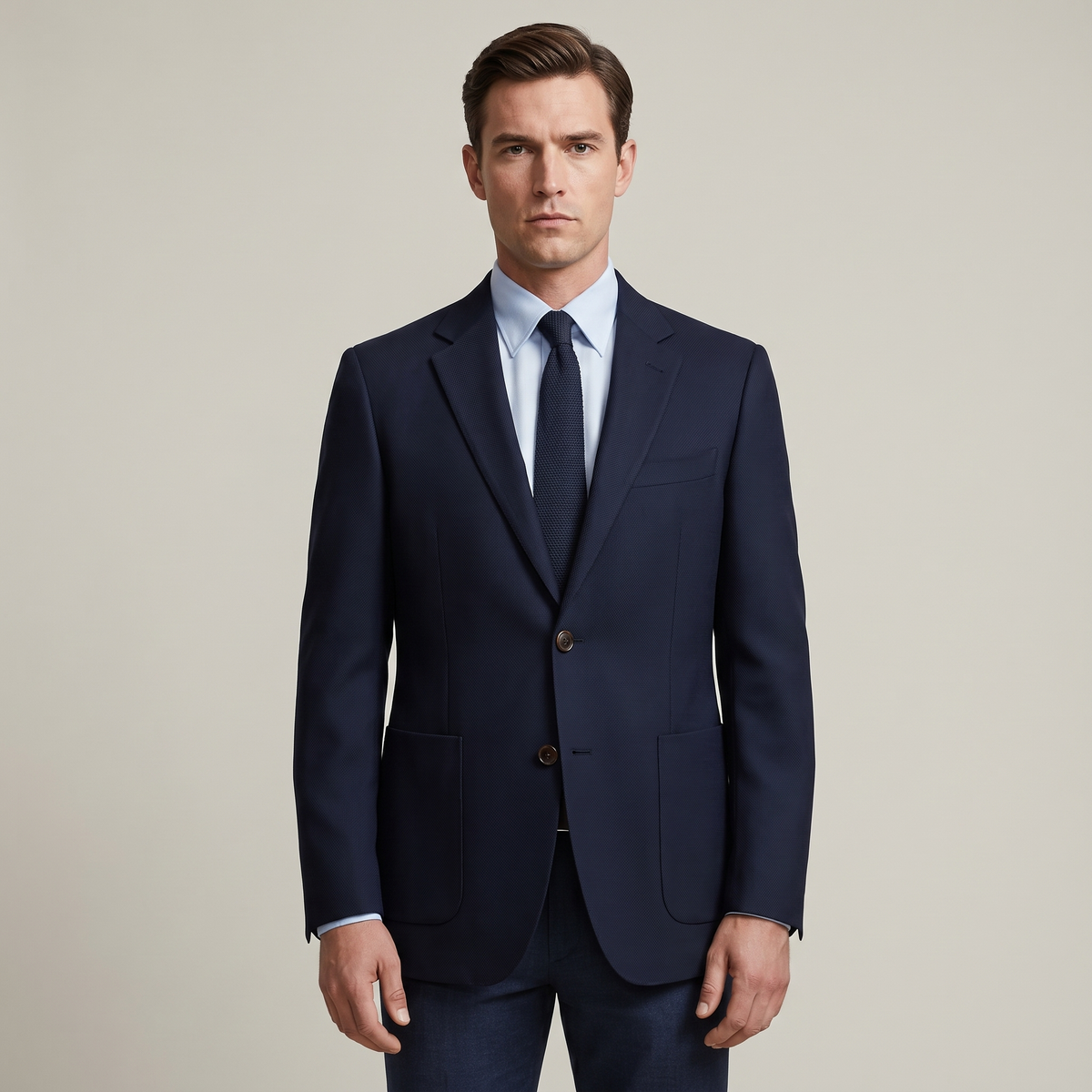 Men’s Single-Breasted Herringbone Tweed Wool Blazer