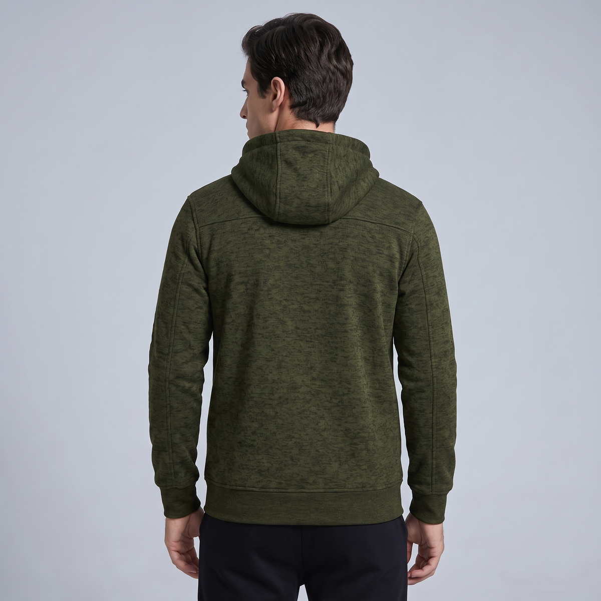 Textured Jacquard Hooded Zip Cardigan