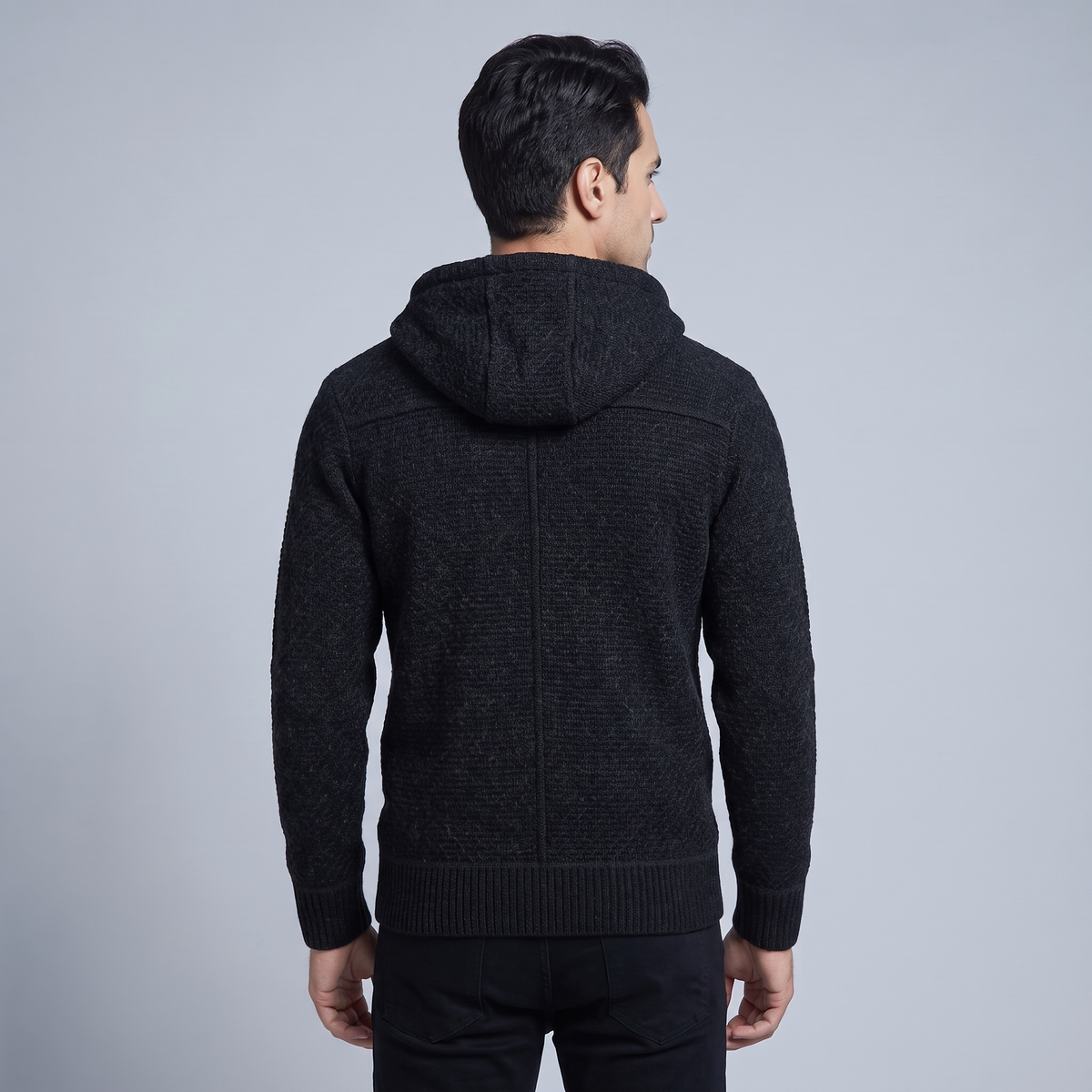 Men’s Lined Hooded Cardigan with Front Zip
