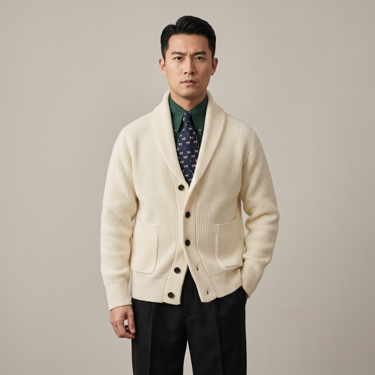 Men’s Relaxed Fit V-Neck Button-Front Cardigan