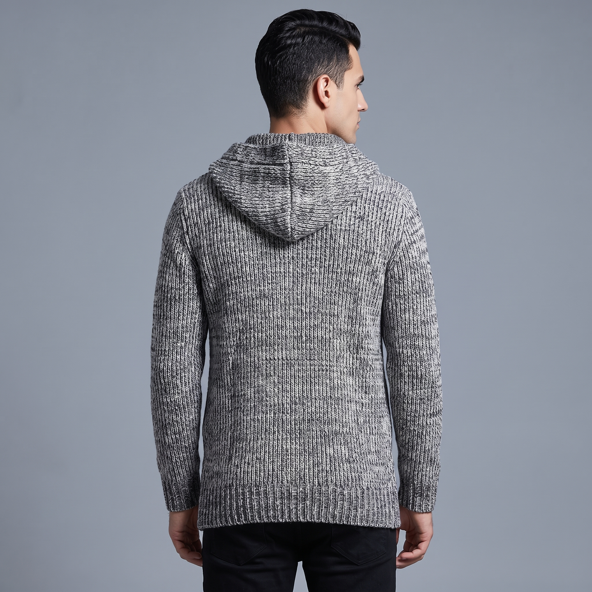 Men’s Wool Blend Hooded Cardigan Side Pockets