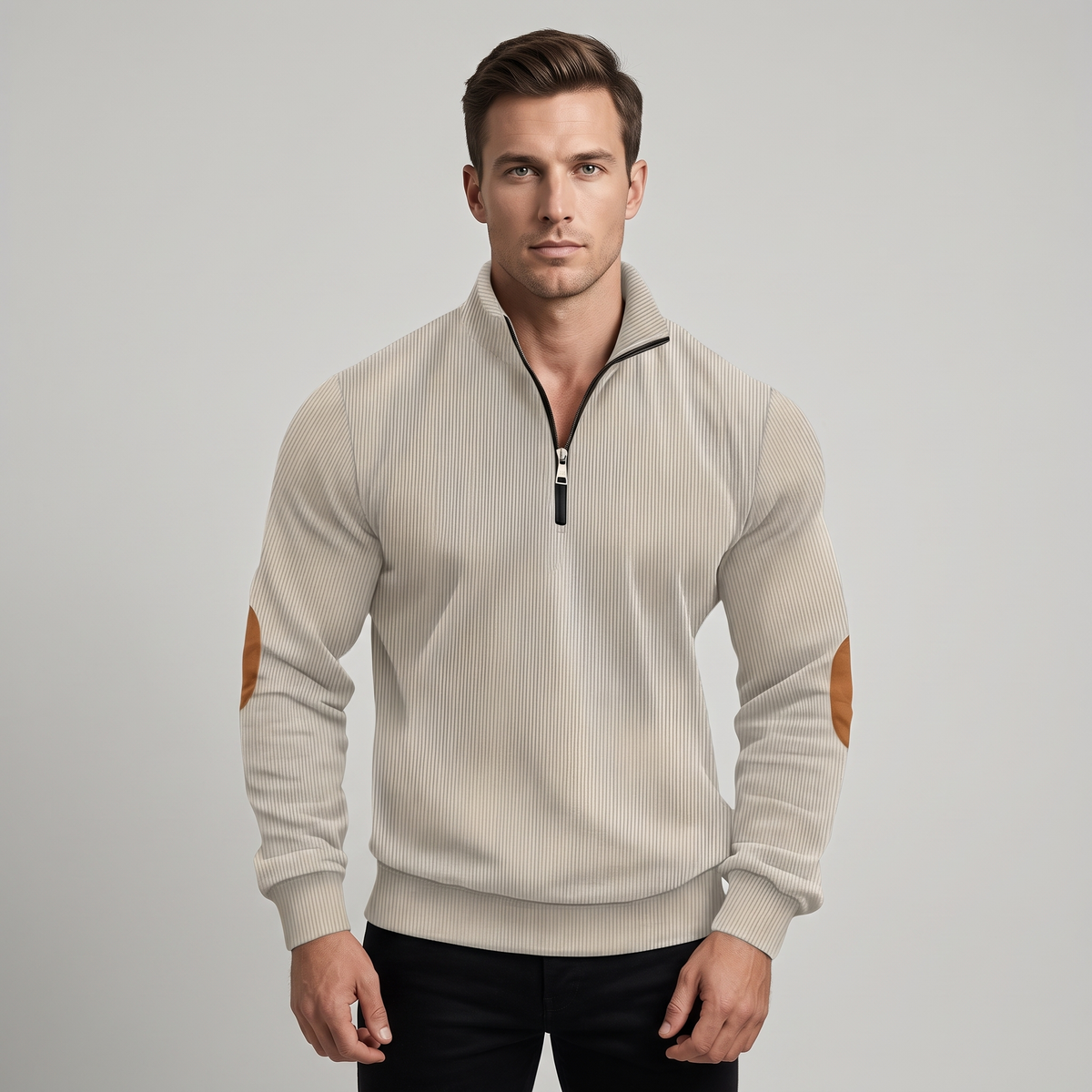 Men’s Ribbed Cuff Quarter Zip Sweater