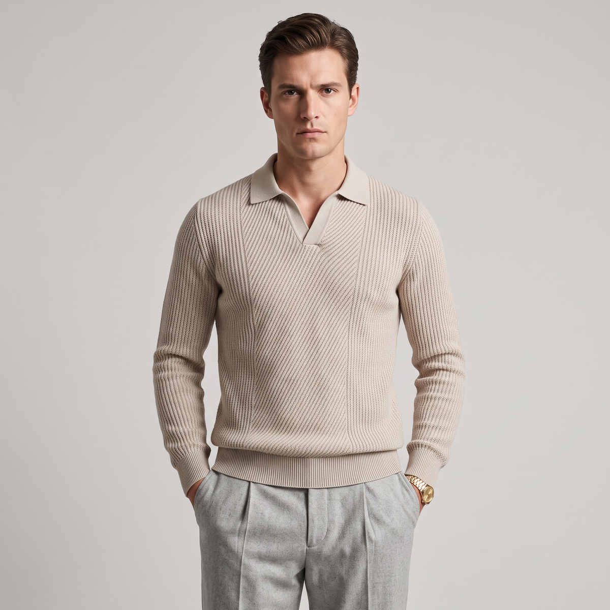 Men’s Jacquard Quarter Zip Sweater
