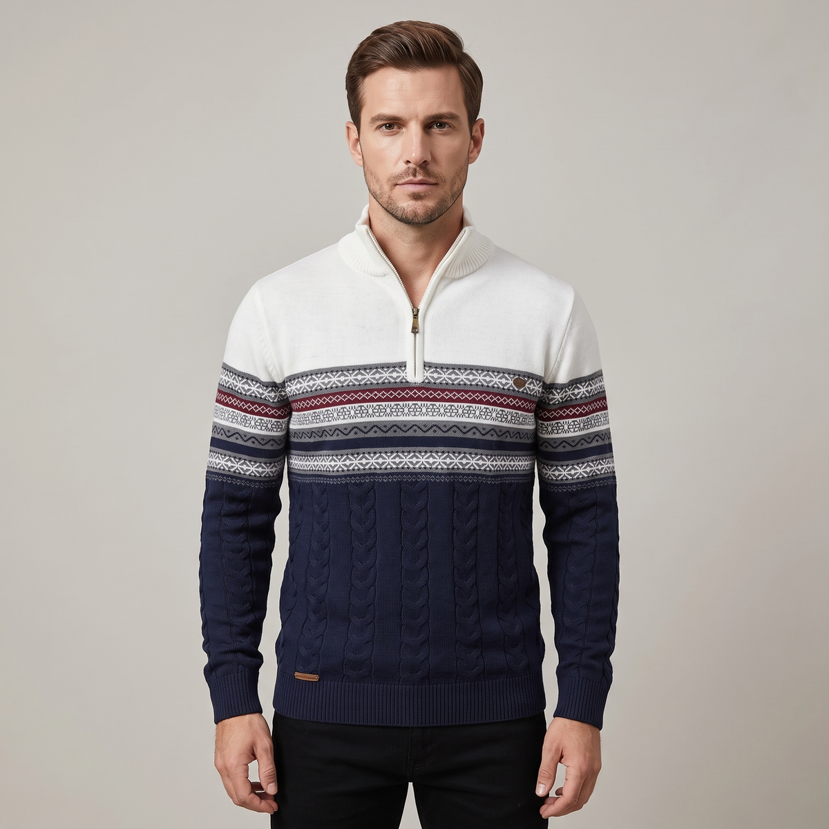 Men’s Fair Isle Quarter Zip Sweater