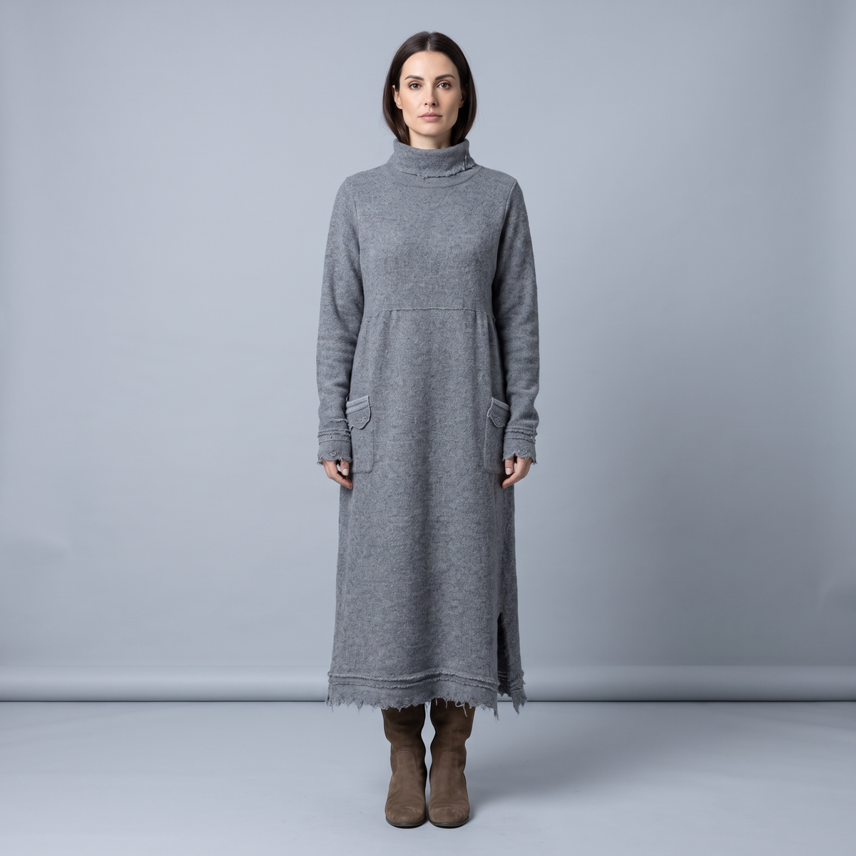Relaxed Fit Maxi Sweater Dress with Pockets