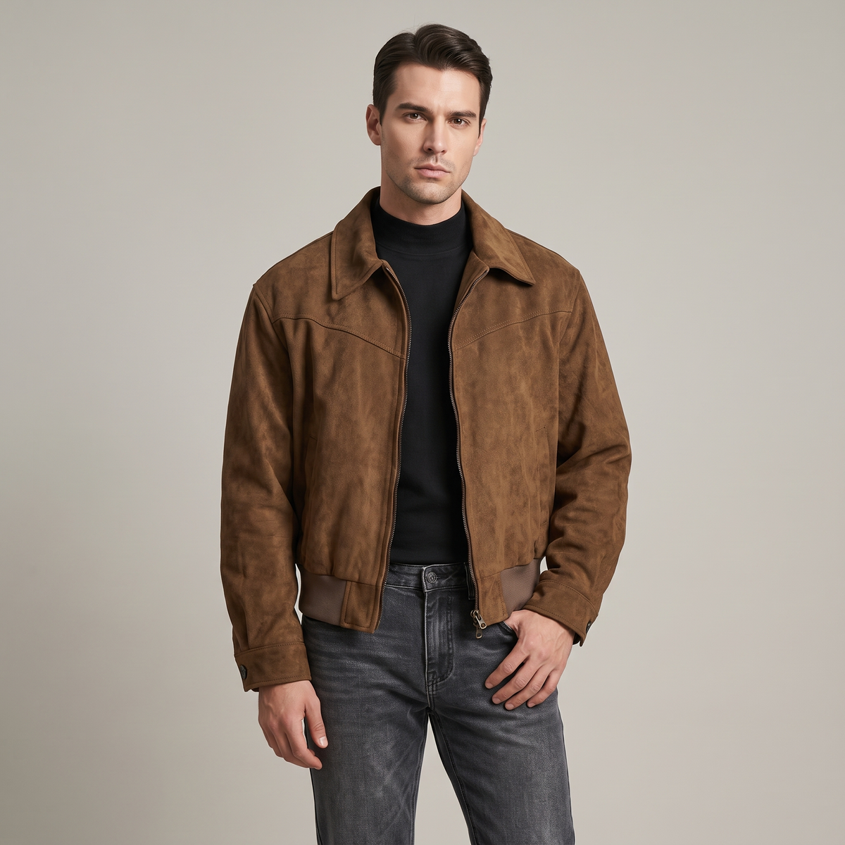 Men’s Bomber Jacket Tailored with Zip and Pockets