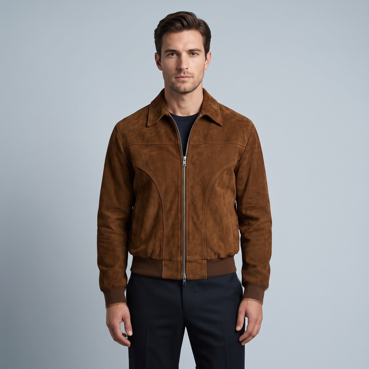 Men’s Bomber Jacket with Ribbed Details