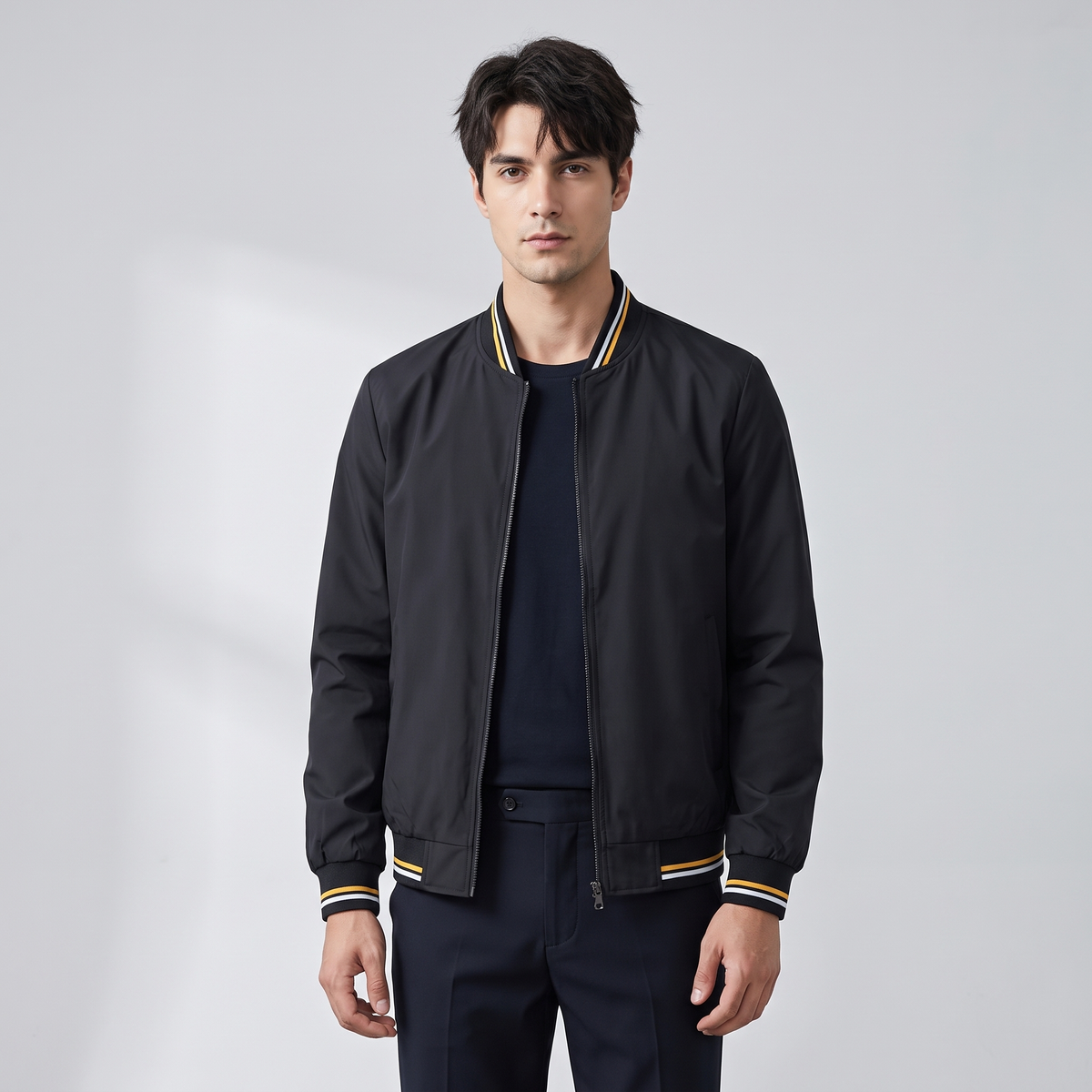 Men’s Streetwear Bomber Jacket in Delavé Canvas, Relaxed Fit