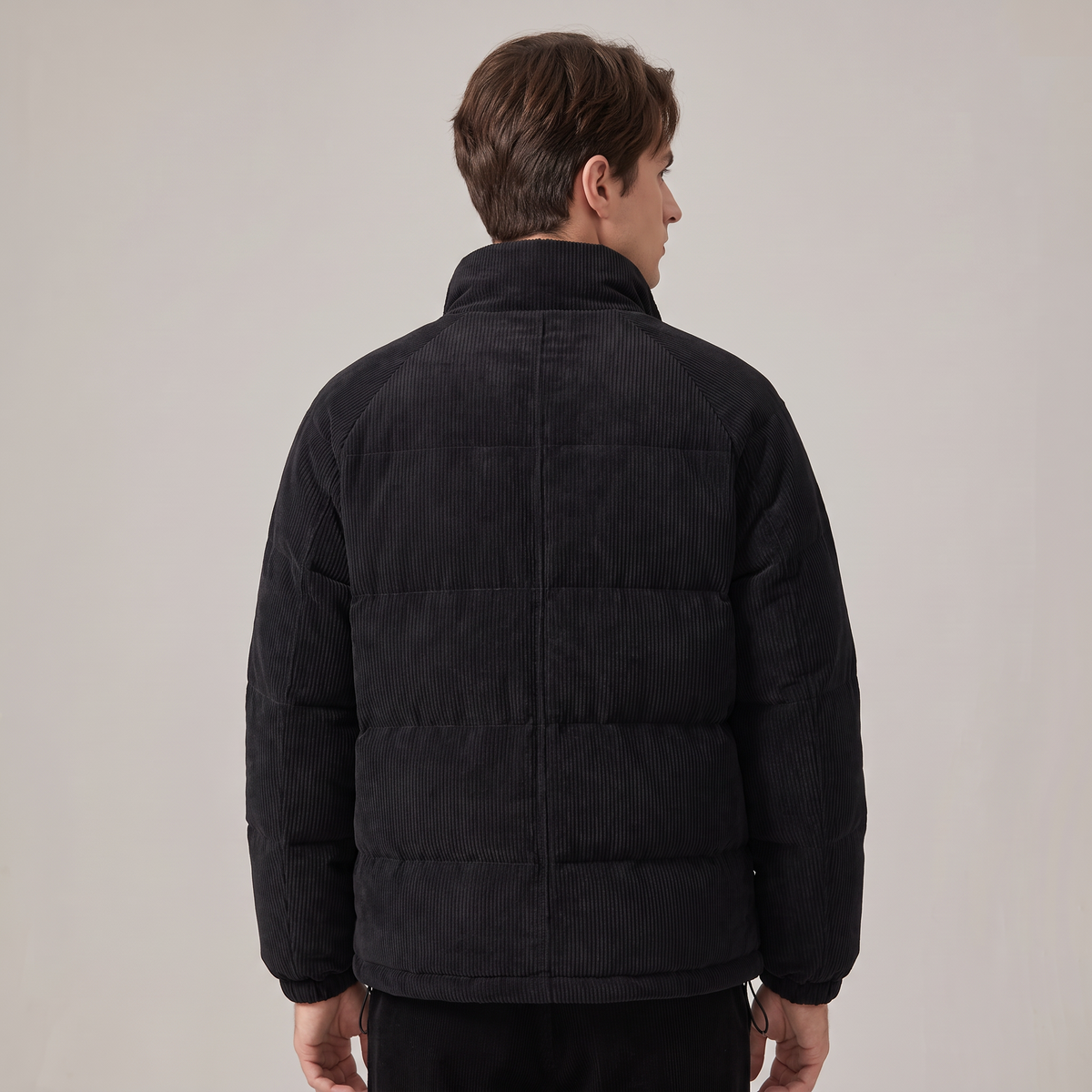 Men’s Puffer Jacket Fine-Ribbed Velvet with Silky Lining and Cotton Filling