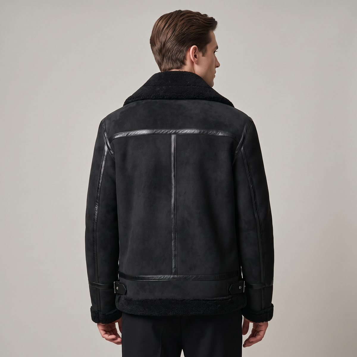 Men’s Winter Jacket Suede Leather with Adjustable Belt