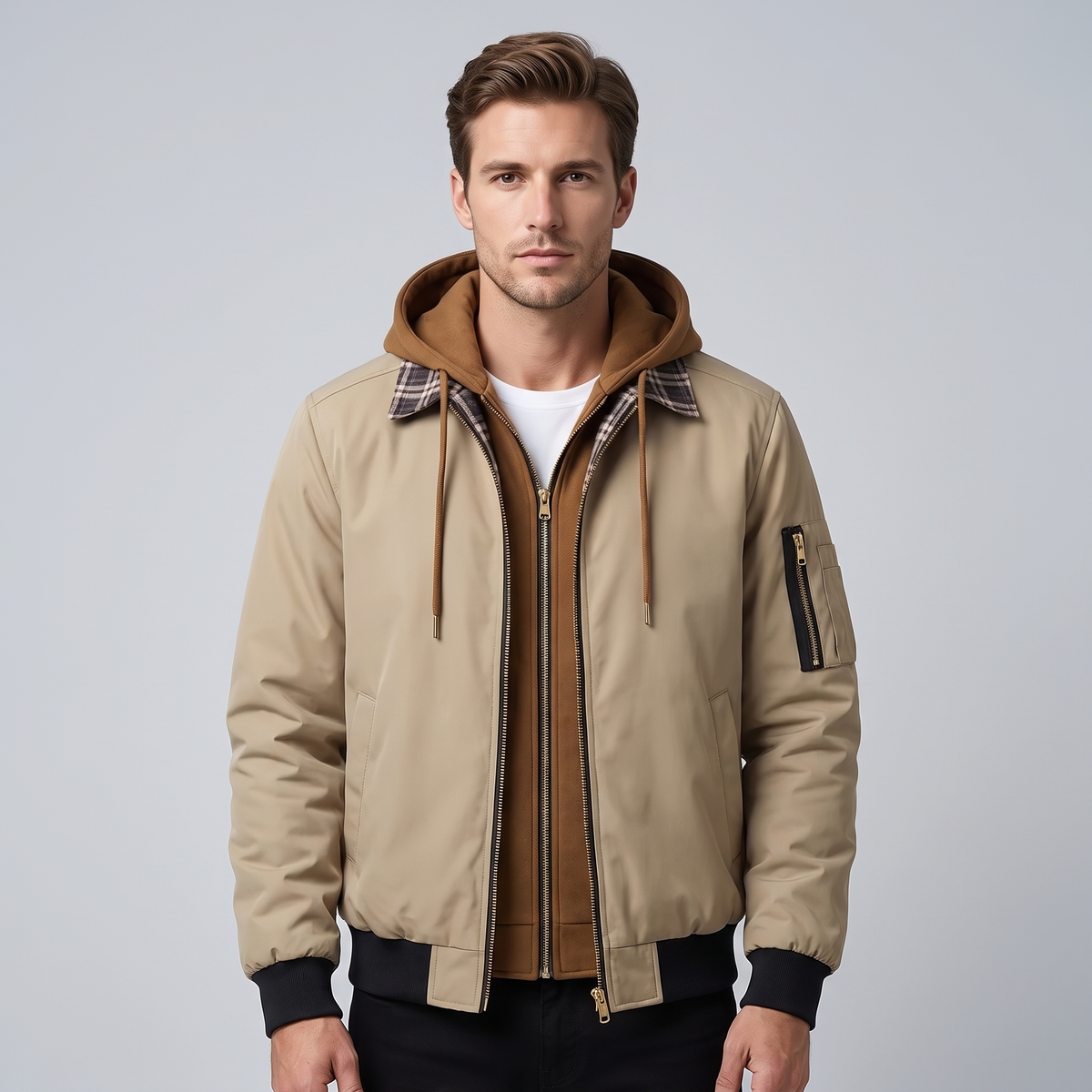 Men’s Winter Jacket with Hood and Quilted Lining – Water-Repellent