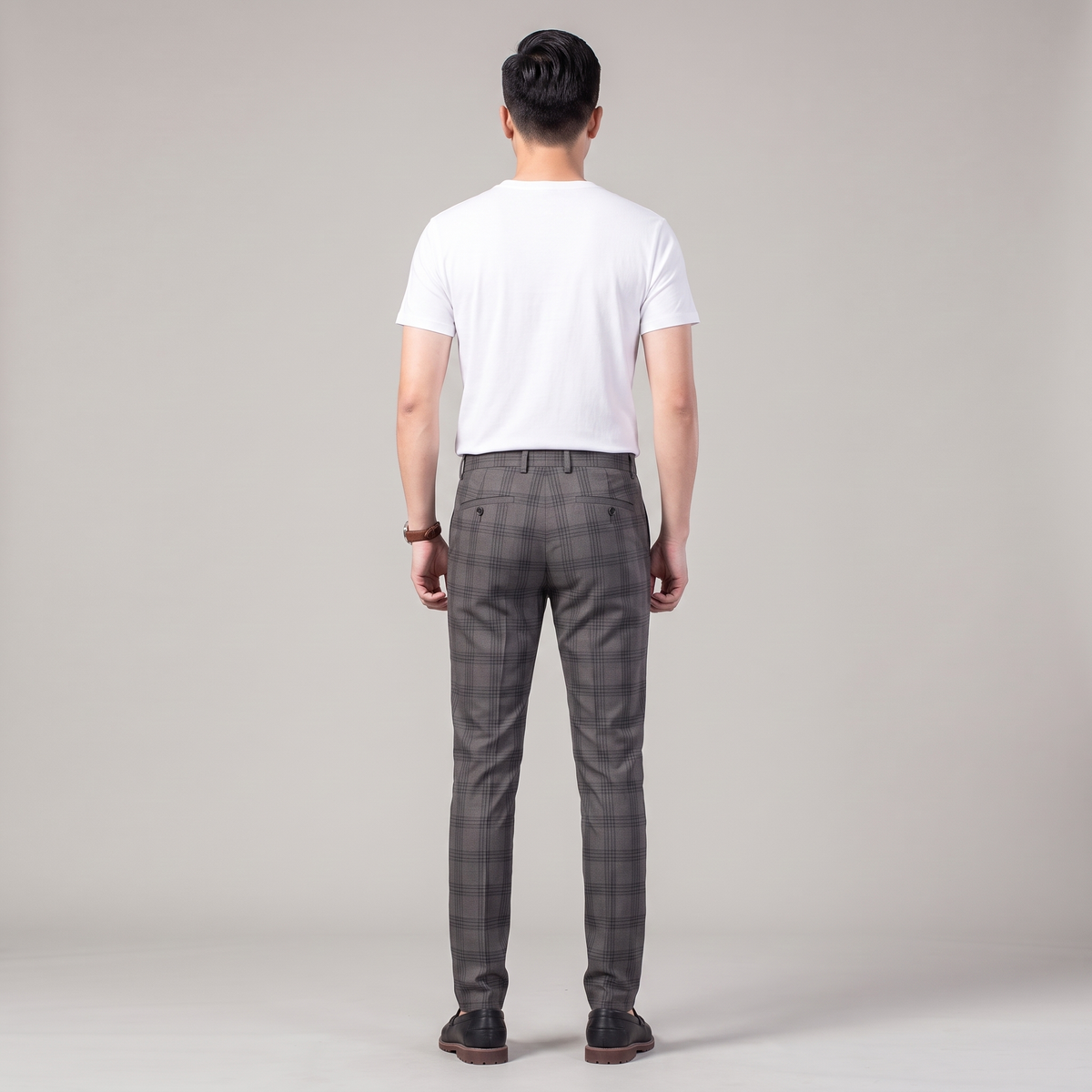 Men's Slim-Fit Checkered Dress Pants