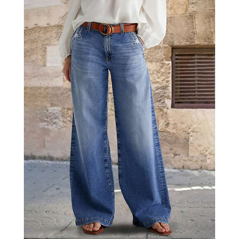 Elegant Mid Rise Baggy Jeans