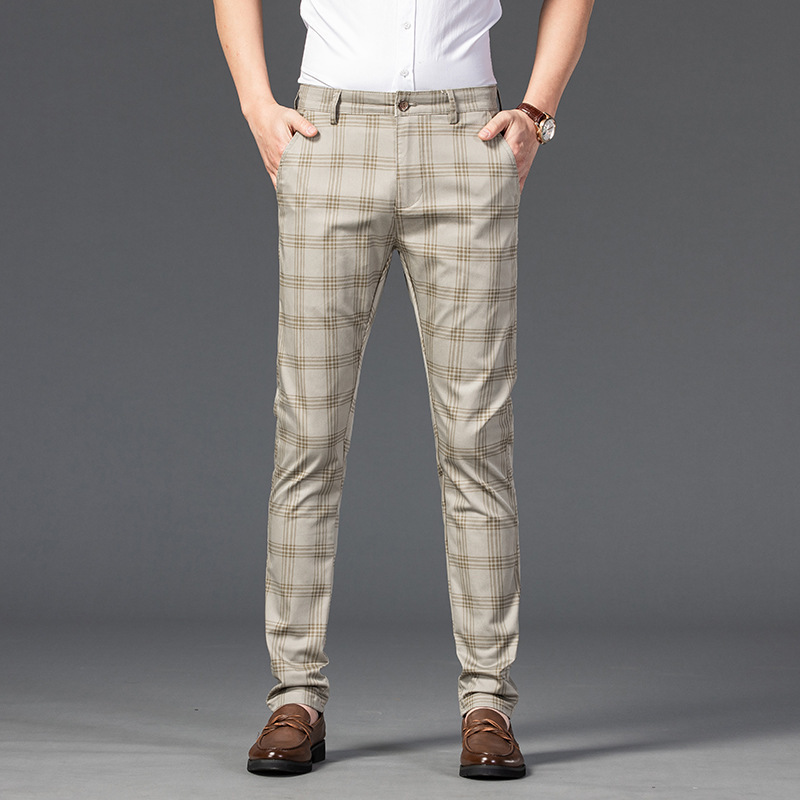Men's Slim-Fit Checkered Dress Pants