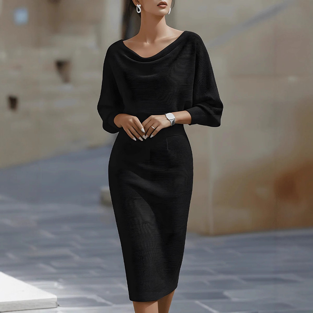 Amelia cowl neck midi dress