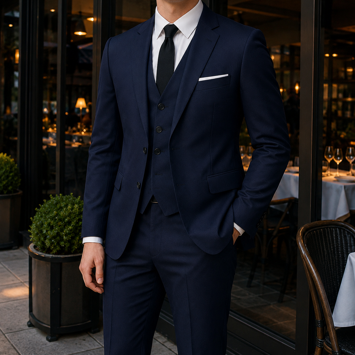 Men's Suit 3-Piece Formal V-Neck Set
