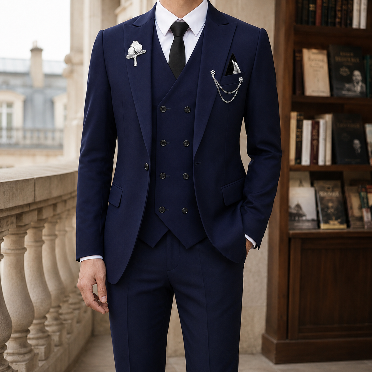 Men's Suit 3-Piece Double-Breasted Vest Set