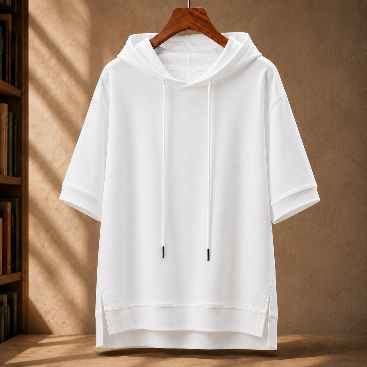Women’s Cotton Hooded Top with an Asymmetrical Hem