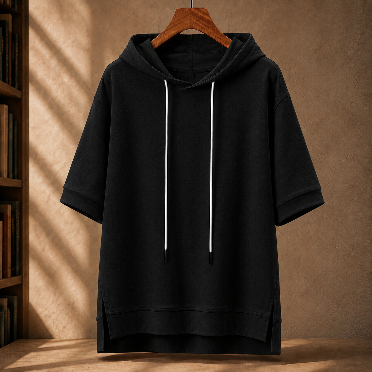 Women’s Cotton Hooded Top with an Asymmetrical Hem