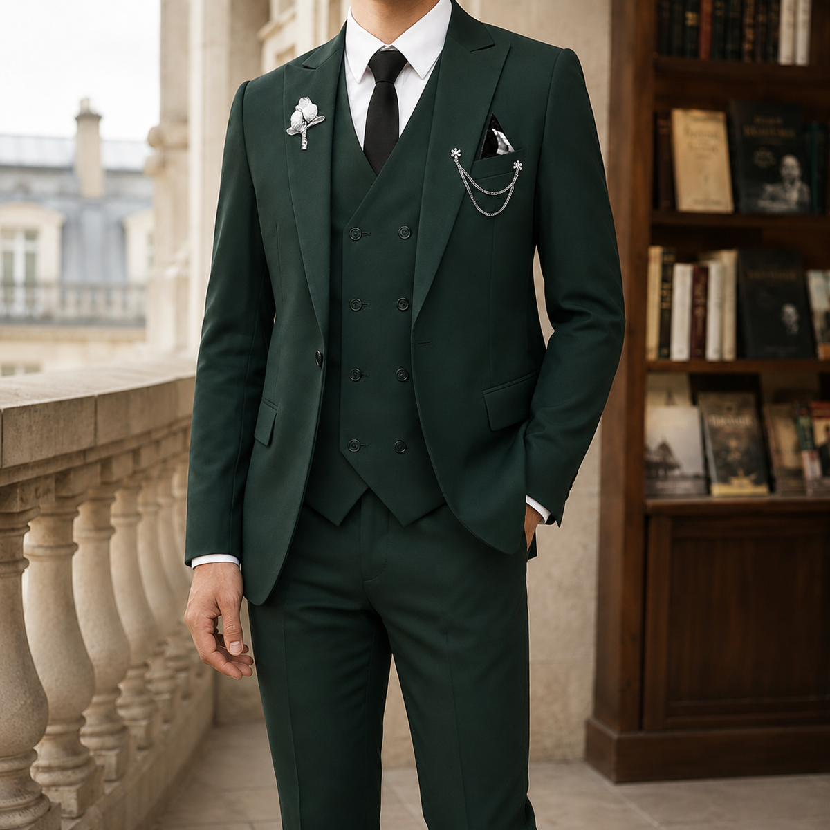 Men's Suit 3-Piece Double-Breasted Vest Set