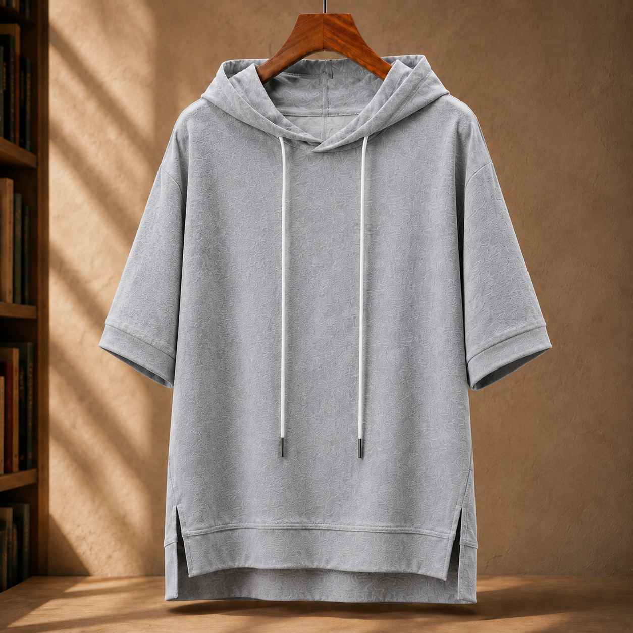 Women’s Cotton Hooded Top with an Asymmetrical Hem