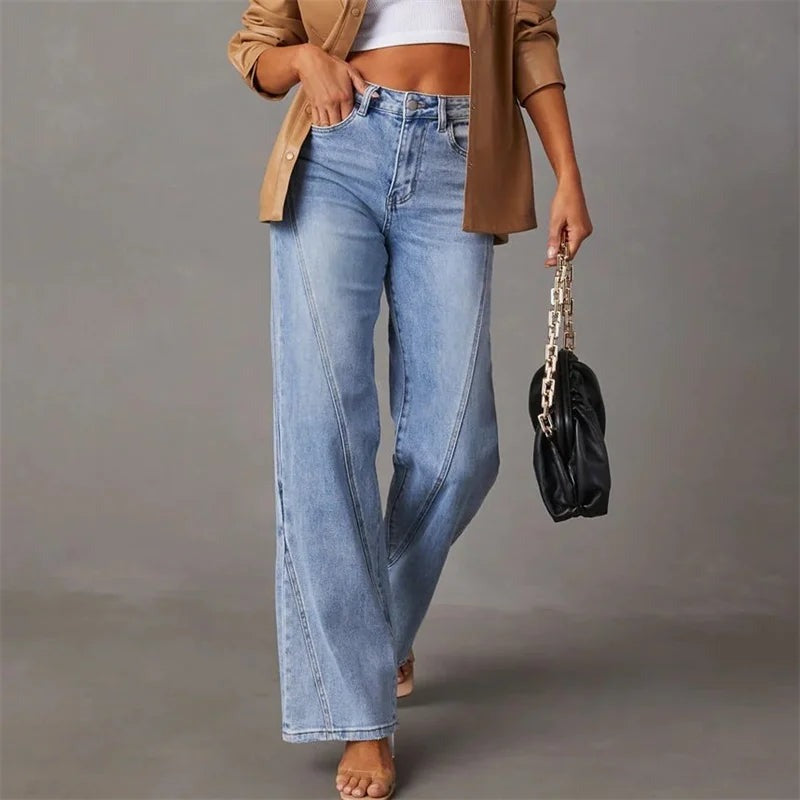Comfortable Women's High-Waisted Wide-Leg Jeans