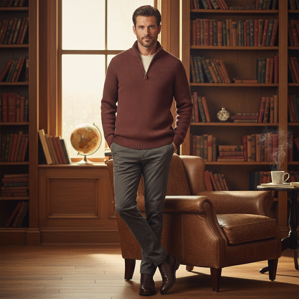Men’s Ribbed Quarter Zip Sweater