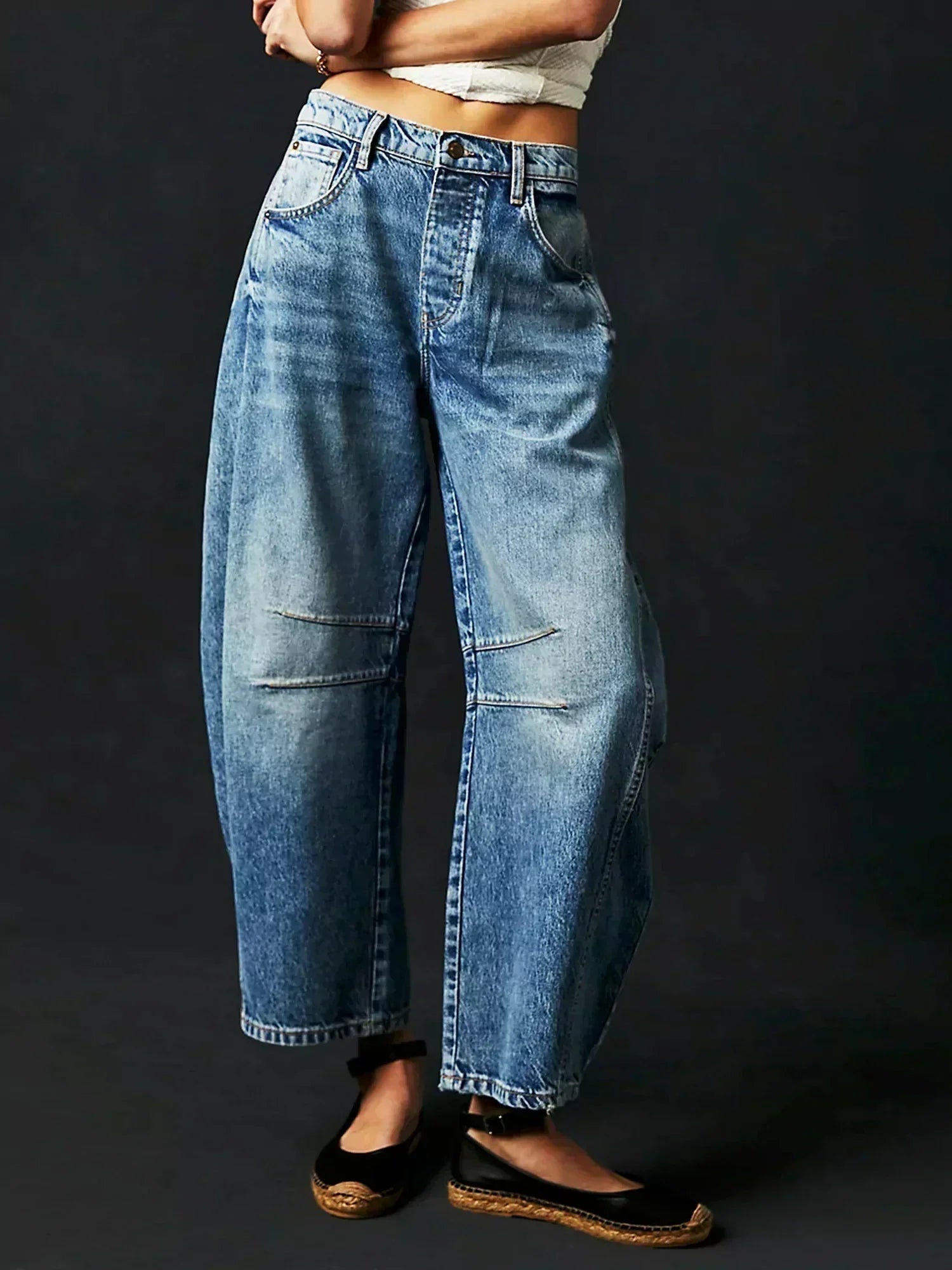 Baggy Jeans Women High Waist Wide Leg Cotton Denim