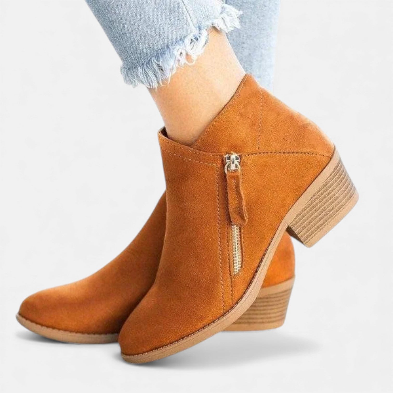 Women's Leather Orthopedic Ankle Boots with a Zipper