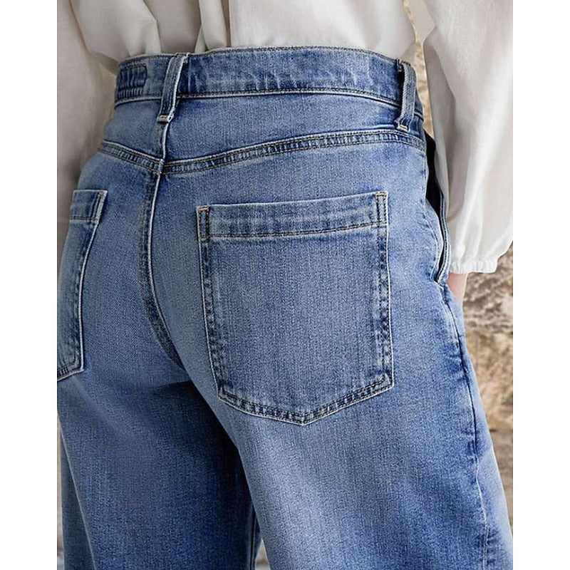 Elegant Mid Rise Baggy Jeans