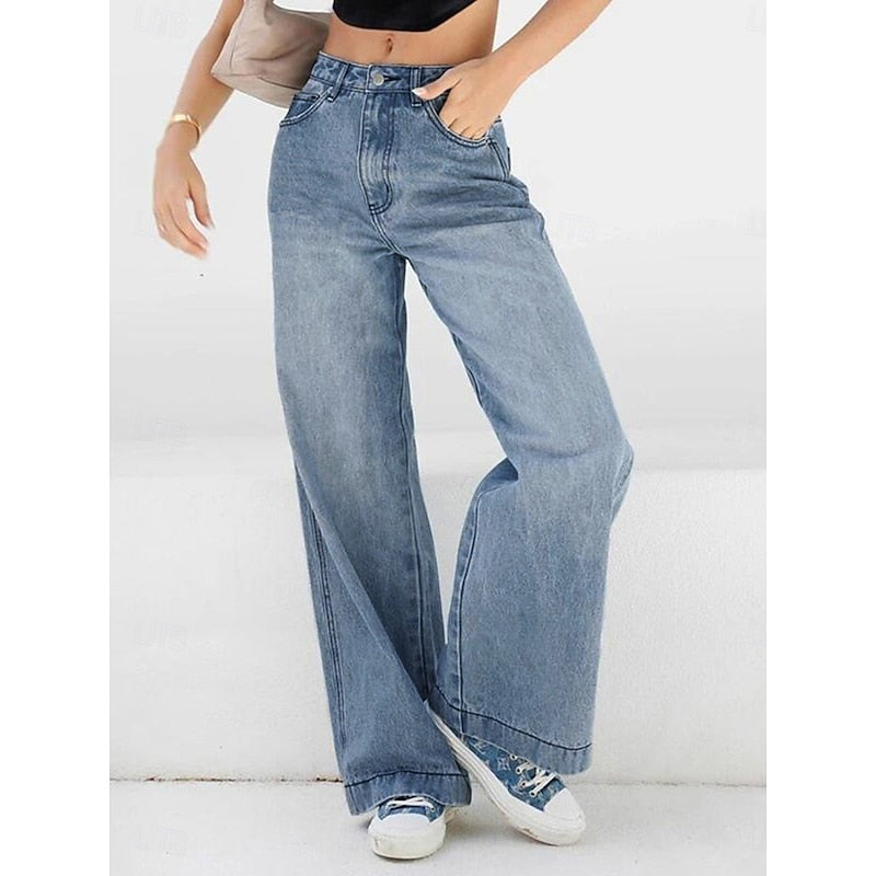 Elegant High Waist Baggy Jeans
