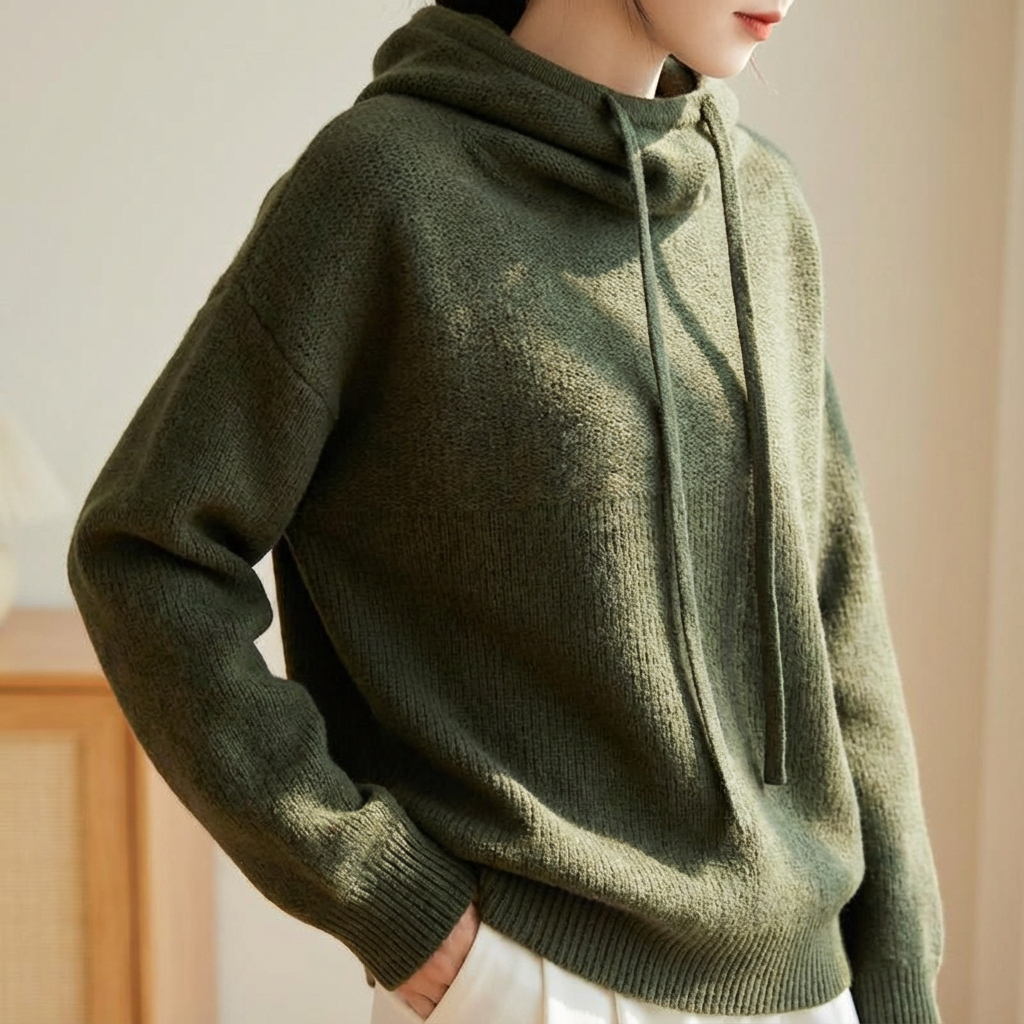Women’s Merino Wool Hoodie with Hood – Relaxed Fit